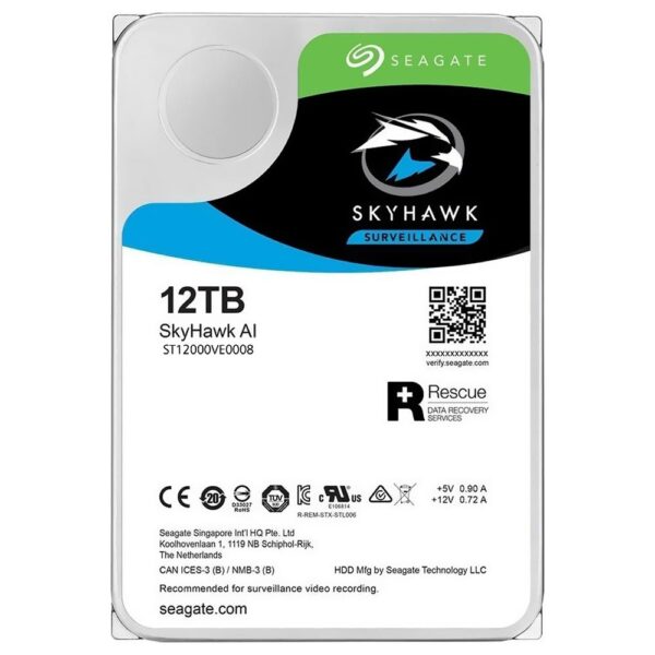 HD Seagate 12TB Skyhawk Surveillance 3.5" SATA 3 7200RPM - ST12000VE0008