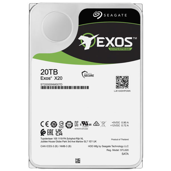 HD Seagate 20TB Exos X20 Enterprise 3.5" SATA 3 7200RPM - ST20000NM007D